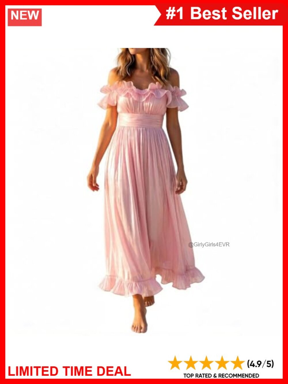 Chiffon Off-Shoulder A-Line Maxi Wedding Guest Dress